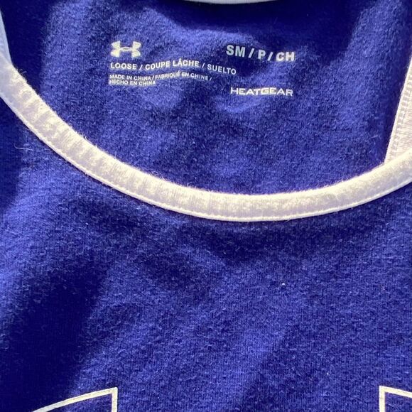 Under Armour HeatGear Blue Loose Fit Tank Top S Basic Tank - Picture 6 of 6